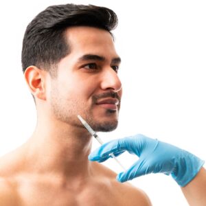 man getting facial injection