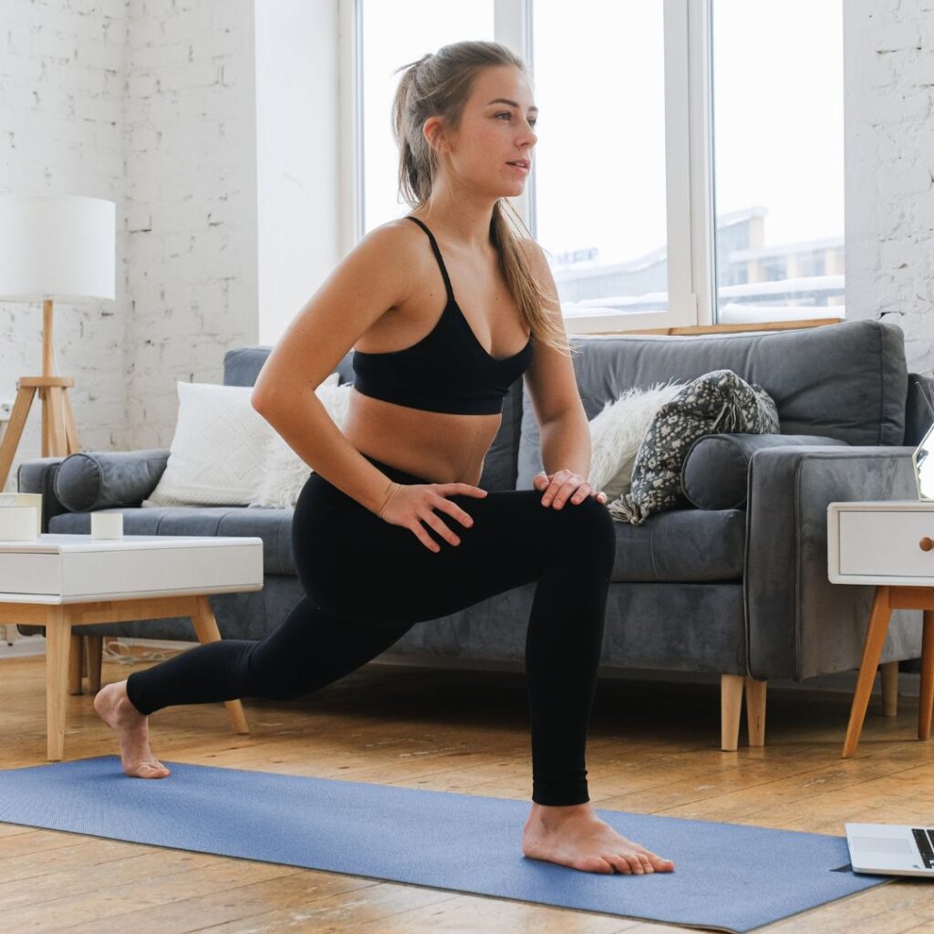 person doing yoga in their home
