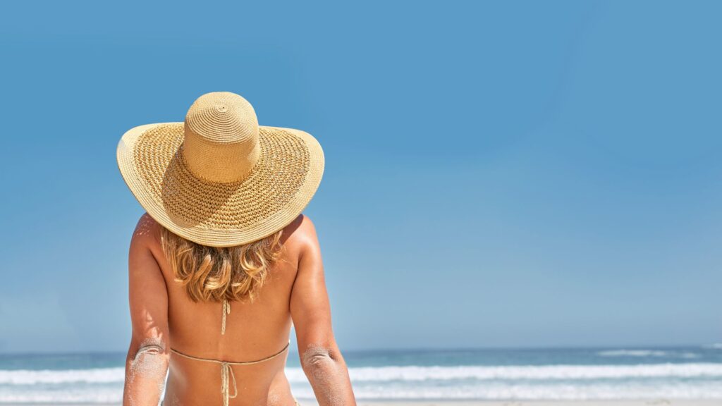 A woman on the beach.