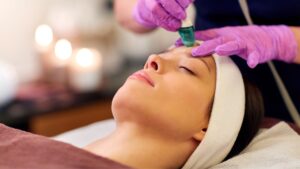 A woman seeking a facial.